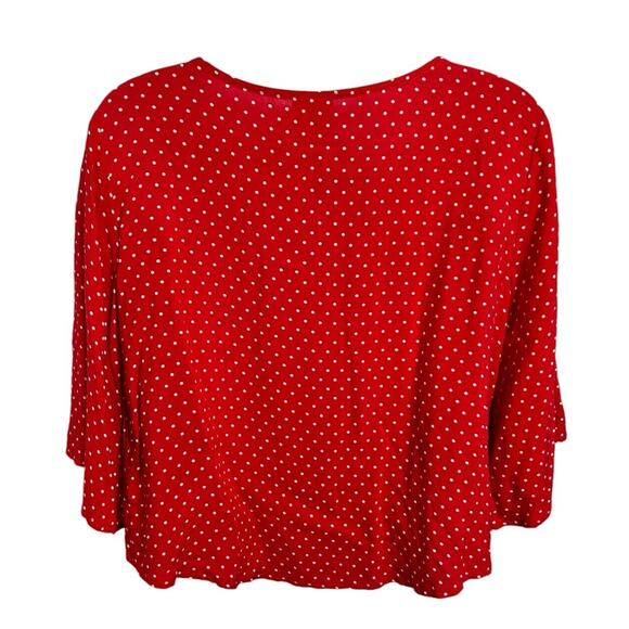 Mossimo Red Polka Dot Blouse Sz XS Front Tie V-Neck Keyhole Top Rockabilly Retro - Picture 6 of 7